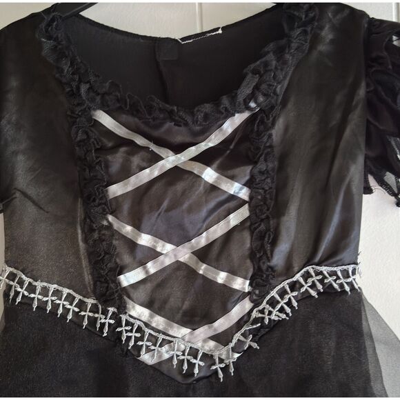 Gothic Black Girls Size 10-12 Halloween Costume Cosplay Dark Angel Dress - Picture 3 of 3